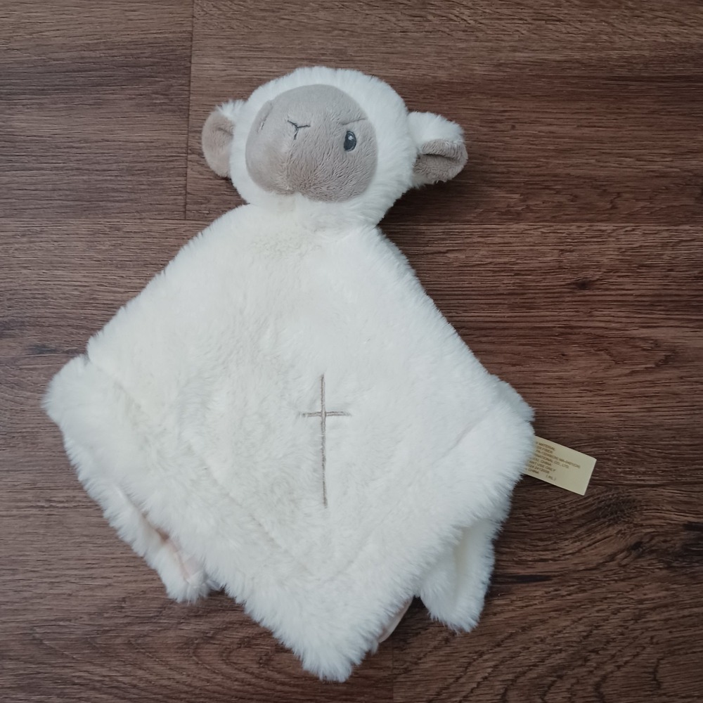 13" Mty International Lamb Cross Security Blanket Baby Lovey Plush Plaid Gingham